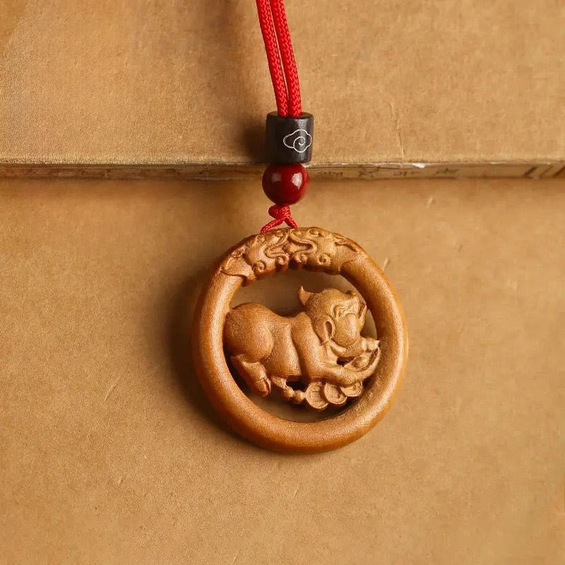 Buddha Stones Peach Wood Chinese Zodiac Year Of The Horse Ward Off Evil Spirits Necklace Pendants - Fortune Jewel