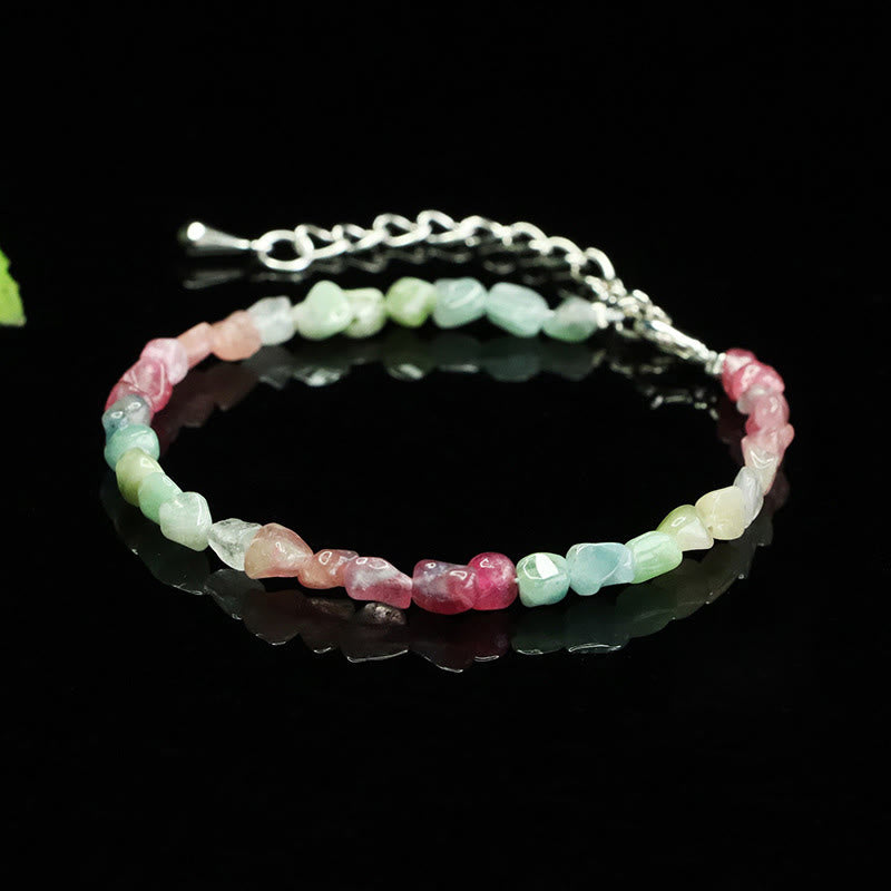 Fortune Jewel 4mm Ultra-thin Tourmaline Irregular Beads Positive Chain Bracelet - Fortune Jewel