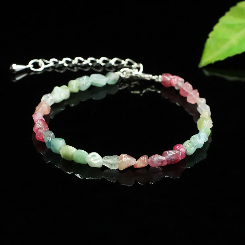 Fortune Jewel 4mm Ultra-thin Tourmaline Irregular Beads Positive Chain Bracelet - Fortune Jewel