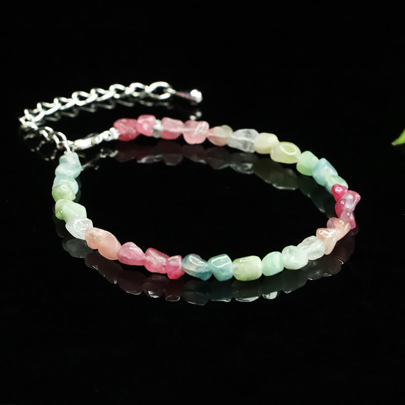 Fortune Jewel 4mm Ultra-thin Tourmaline Irregular Beads Positive Chain Bracelet - Fortune Jewel