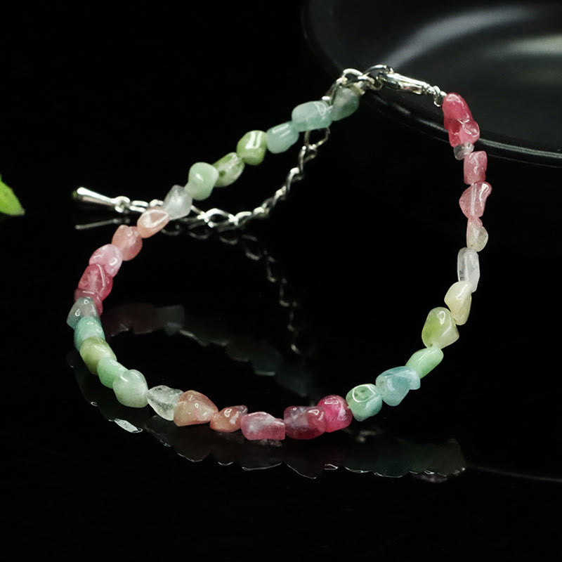 Fortune Jewel 4mm Ultra-thin Tourmaline Irregular Beads Positive Chain Bracelet - Fortune Jewel