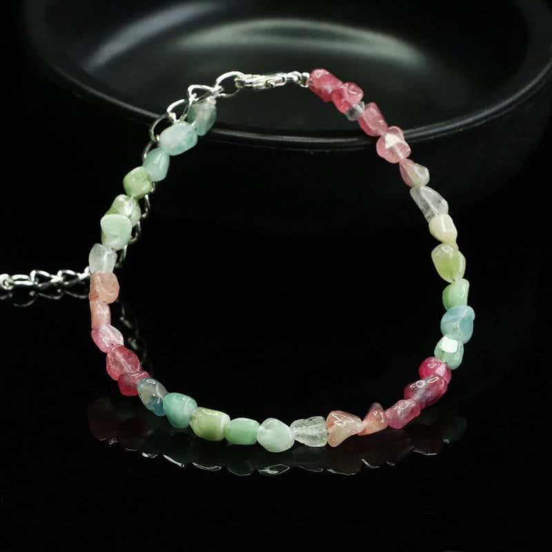 Fortune Jewel 4mm Ultra-thin Tourmaline Irregular Beads Positive Chain Bracelet - Fortune Jewel