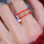 Fortune Jewel Golden Year Of The Horse Luck Blessing Copper Opening Ring - Fortune Jewel