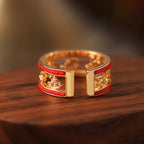 Fortune Jewel Golden Year Of The Horse Luck Blessing Copper Opening Ring - Fortune Jewel