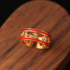 Fortune Jewel Golden Year Of The Horse Luck Blessing Copper Opening Ring - Fortune Jewel