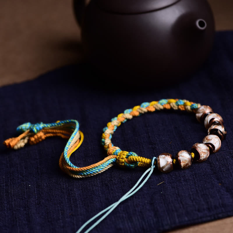 Fortune Jewel Tibet Liuli Glass Wishing Health And Safety String Bracelet - Fortune Jewel