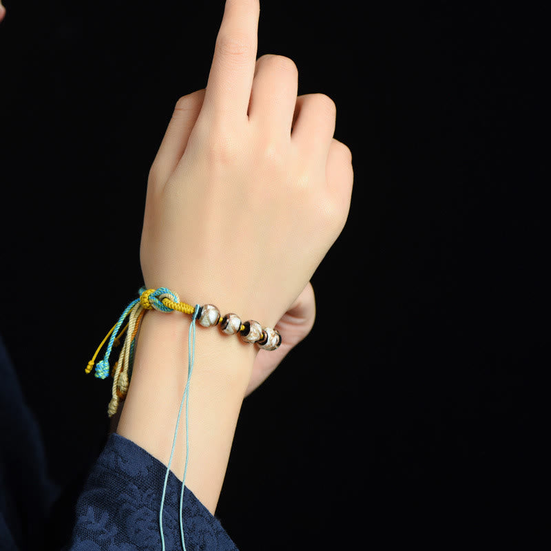 Fortune Jewel Tibet Liuli Glass Wishing Health And Safety String Bracelet - Fortune Jewel