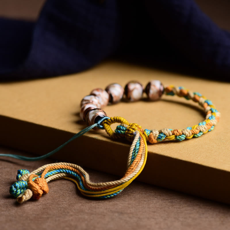 Fortune Jewel Tibet Liuli Glass Wishing Health And Safety String Bracelet - Fortune Jewel