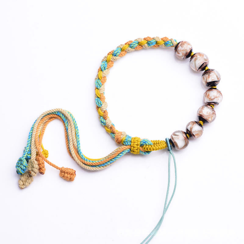 Fortune Jewel Tibet Liuli Glass Wishing Health And Safety String Bracelet - Fortune Jewel
