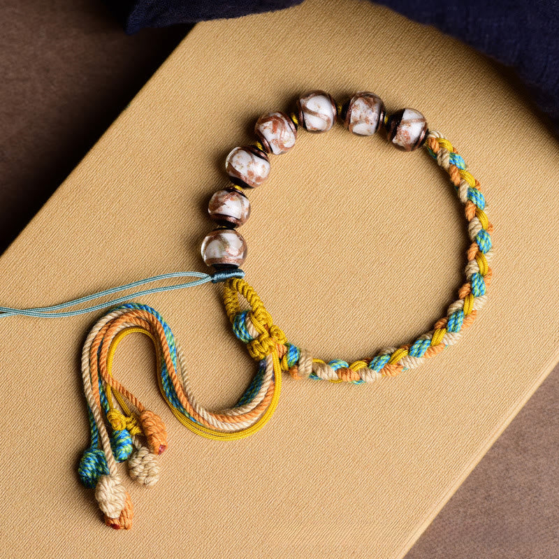 Fortune Jewel Tibet Liuli Glass Wishing Health And Safety String Bracelet - Fortune Jewel
