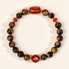 Fortune Jewel 12 Chinese Zodiac Natural Tiger Eye Red Agate Protection Bracelet - Fortune Jewel