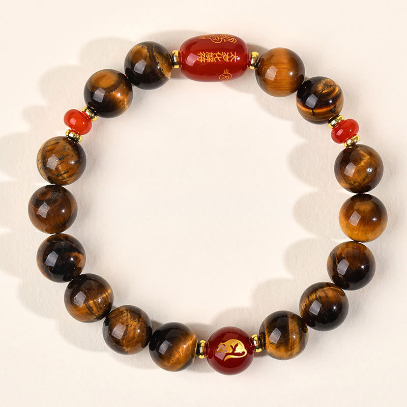 Fortune Jewel 12 Chinese Zodiac Natural Tiger Eye Red Agate Protection Bracelet - Fortune Jewel