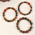 Fortune Jewel 12 Chinese Zodiac Natural Tiger Eye Red Agate Protection Bracelet - Fortune Jewel