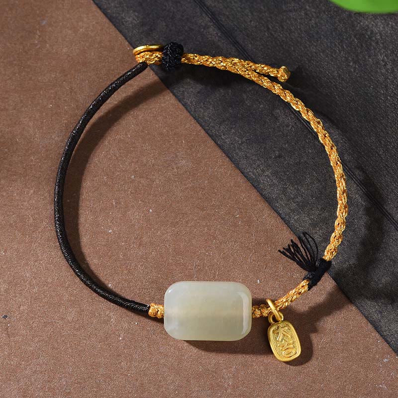 Fortune Jewel 925 Sterling Silver Hetian Jade Prosperity Bracelet - Fortune Jewel