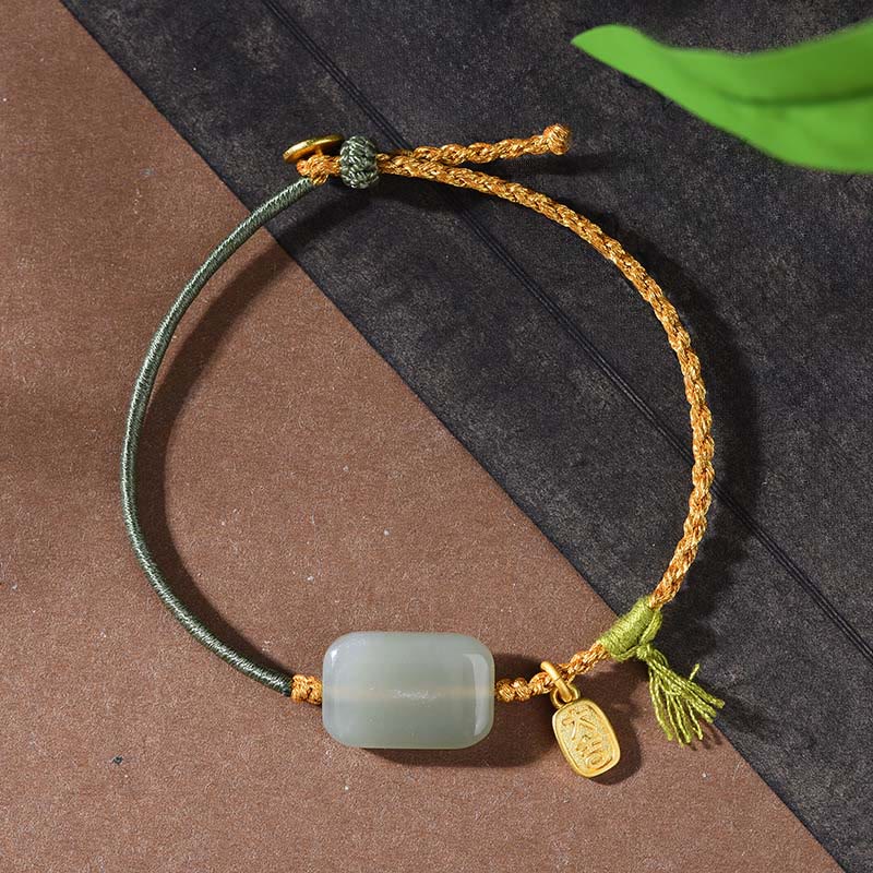 Fortune Jewel 925 Sterling Silver Hetian Jade Prosperity Bracelet - Fortune Jewel