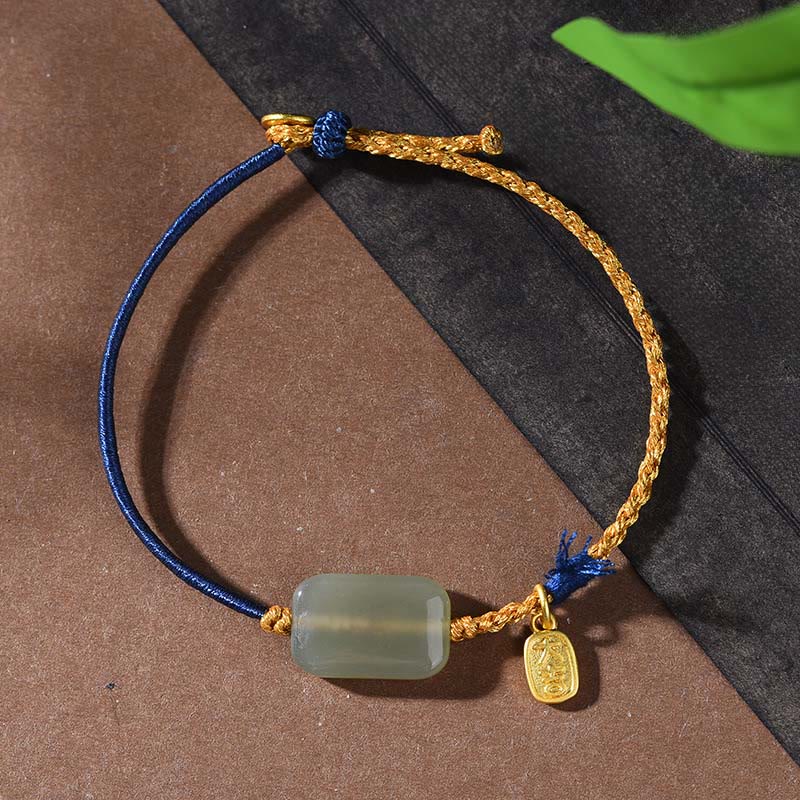 Fortune Jewel 925 Sterling Silver Hetian Jade Prosperity Bracelet - Fortune Jewel