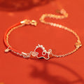 Fortune Jewel 925 Sterling Silver Year Of The Horse Red String Red Agate Coin Charm Luck Bracelet - Fortune Jewel