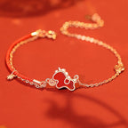 Fortune Jewel 925 Sterling Silver Year Of The Horse Red String Red Agate Coin Charm Luck Bracelet - Fortune Jewel