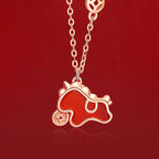 Fortune Jewel 925 Sterling Silver Coin Red Agate Year Of The Horse Asymmetric Protection Earrings - Fortune Jewel