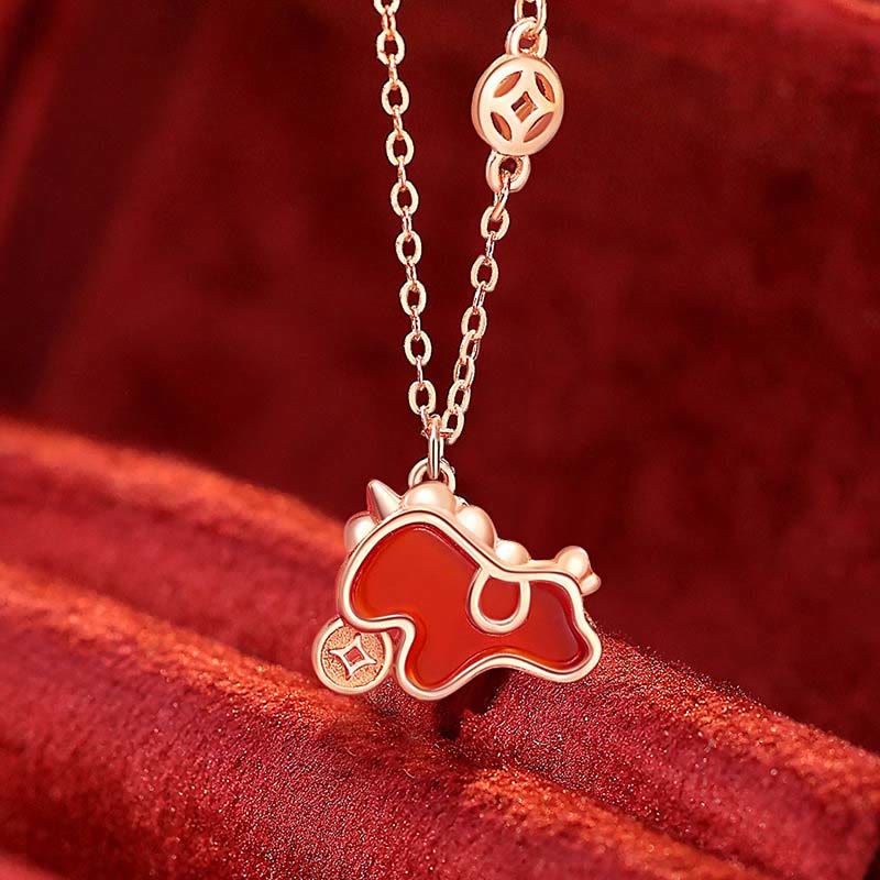 Fortune Jewel 925 Sterling Silver Year Of The Horse Red String Red Agate Coin Charm Luck Bracelet - Fortune Jewel