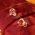 Fortune Jewel 925 Sterling Silver Coin Red Agate Year Of The Horse Asymmetric Protection Earrings - Fortune Jewel