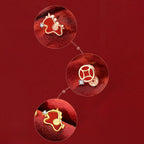 Fortune Jewel 925 Sterling Silver Coin Red Agate Year Of The Horse Asymmetric Protection Earrings - Fortune Jewel