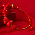 Fortune Jewel Year of the Horse Natural Cinnabar Fu Character Lucky Bag Blessing Bracelet - Fortune Jewel
