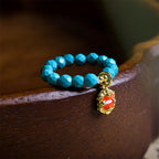 Fortune Jewel 4mm Ultra-Fine Turquoise Faceted Bead Design Strength Elastic Ring - Fortune Jewel