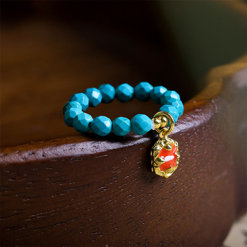 Fortune Jewel 4mm Ultra-Fine Turquoise Faceted Bead Design Strength Elastic Ring - Fortune Jewel