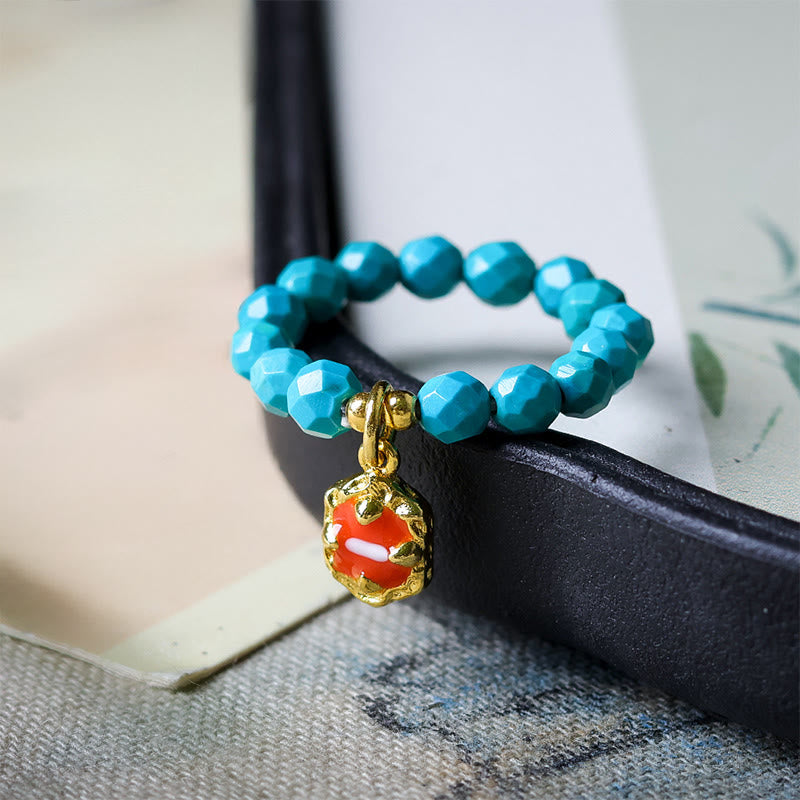 Fortune Jewel 4mm Ultra-Fine Turquoise Faceted Bead Design Strength Elastic Ring - Fortune Jewel