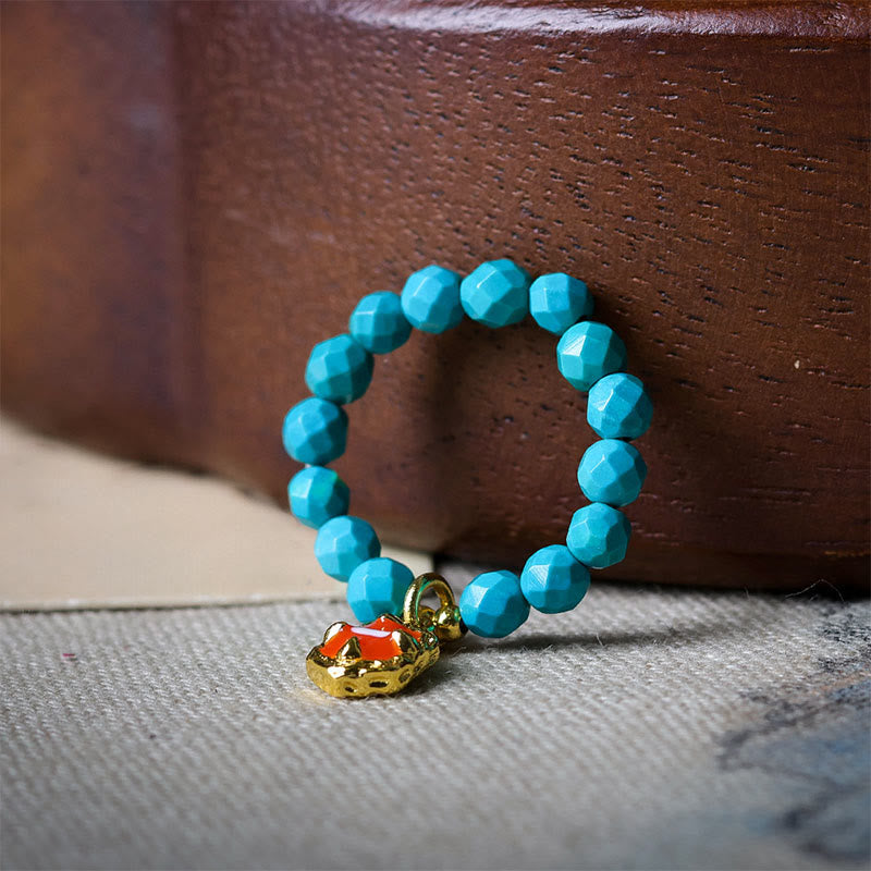 Fortune Jewel 4mm Ultra-Fine Turquoise Faceted Bead Design Strength Elastic Ring - Fortune Jewel