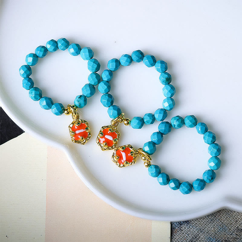 Fortune Jewel 4mm Ultra-Fine Turquoise Faceted Bead Design Strength Elastic Ring - Fortune Jewel