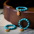 Fortune Jewel 4mm Ultra-Fine Turquoise Faceted Bead Design Strength Elastic Ring - Fortune Jewel