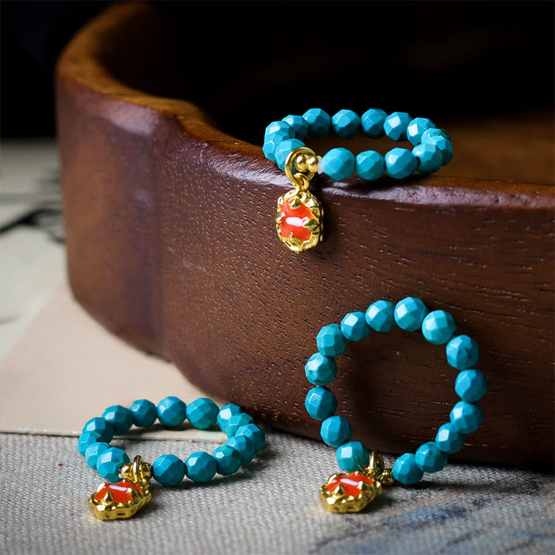 Fortune Jewel 4mm Ultra-Fine Turquoise Faceted Bead Design Strength Elastic Ring - Fortune Jewel