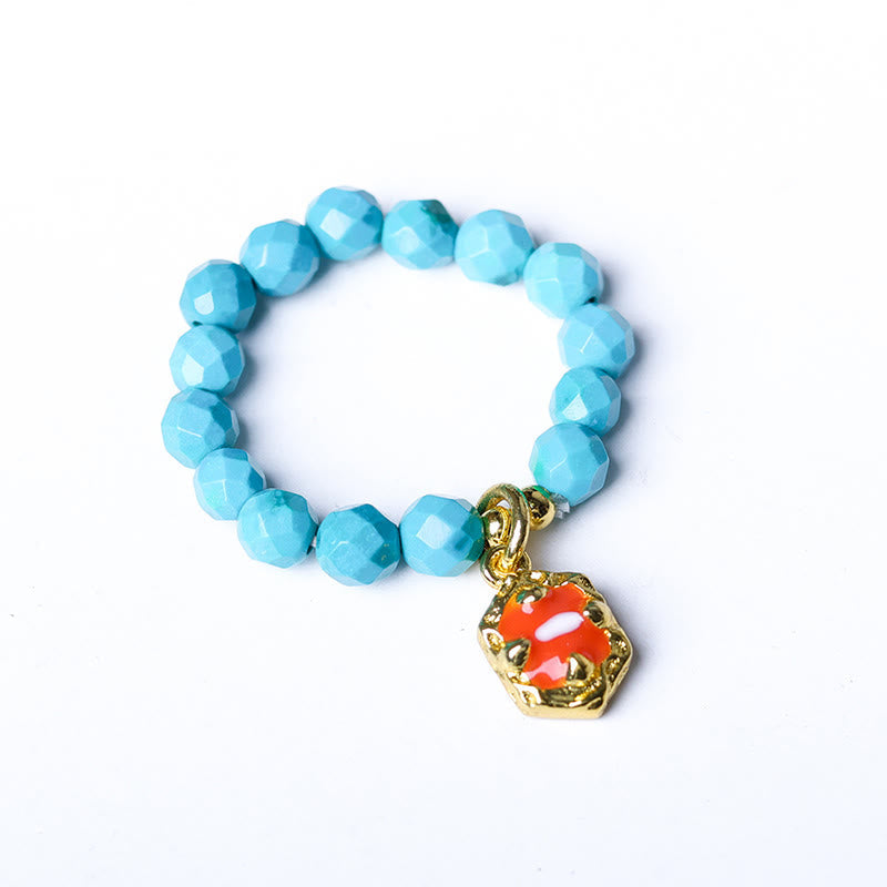 Fortune Jewel 4mm Ultra-Fine Turquoise Faceted Bead Design Strength Elastic Ring - Fortune Jewel