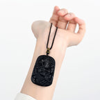 Fortune Jewel Year of the Horse Natural Black Obsidian Strength Necklace Pendant - Fortune Jewel