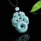 Fortune Jewel Double PiXiu Jade Peace Buckle Wealth Luck String Necklace Pendant - Fortune Jewel