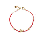 Fortune Jewel 925 Sterling Silver Plated Gold Year of the Horse Red Liuli Glass Prosperity Bracelet - Fortune Jewel