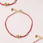 Fortune Jewel 925 Sterling Silver Plated Gold Year of the Horse Red Liuli Glass Prosperity Bracelet - Fortune Jewel