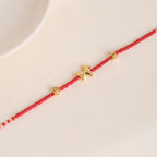 Fortune Jewel 925 Sterling Silver Plated Gold Year of the Horse Red Liuli Glass Prosperity Bracelet - Fortune Jewel