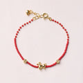 Fortune Jewel 925 Sterling Silver Plated Gold Year of the Horse Red Liuli Glass Prosperity Bracelet - Fortune Jewel
