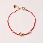 Fortune Jewel 925 Sterling Silver Plated Gold Year of the Horse Red Liuli Glass Prosperity Bracelet - Fortune Jewel