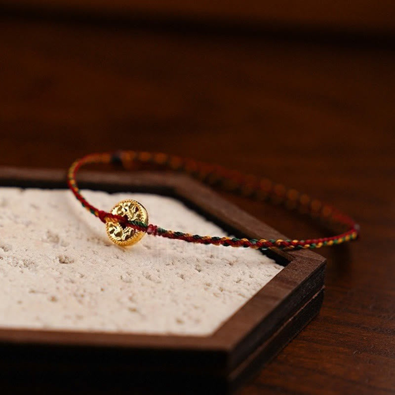 Fortune Jewel Handmade Copper Coins Charm Connection Braided String Adjustable Bracelet Anklet - Fortune Jewel