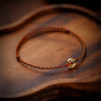 Fortune Jewel Handmade Copper Coins Charm Connection Braided String Adjustable Bracelet Anklet - Fortune Jewel