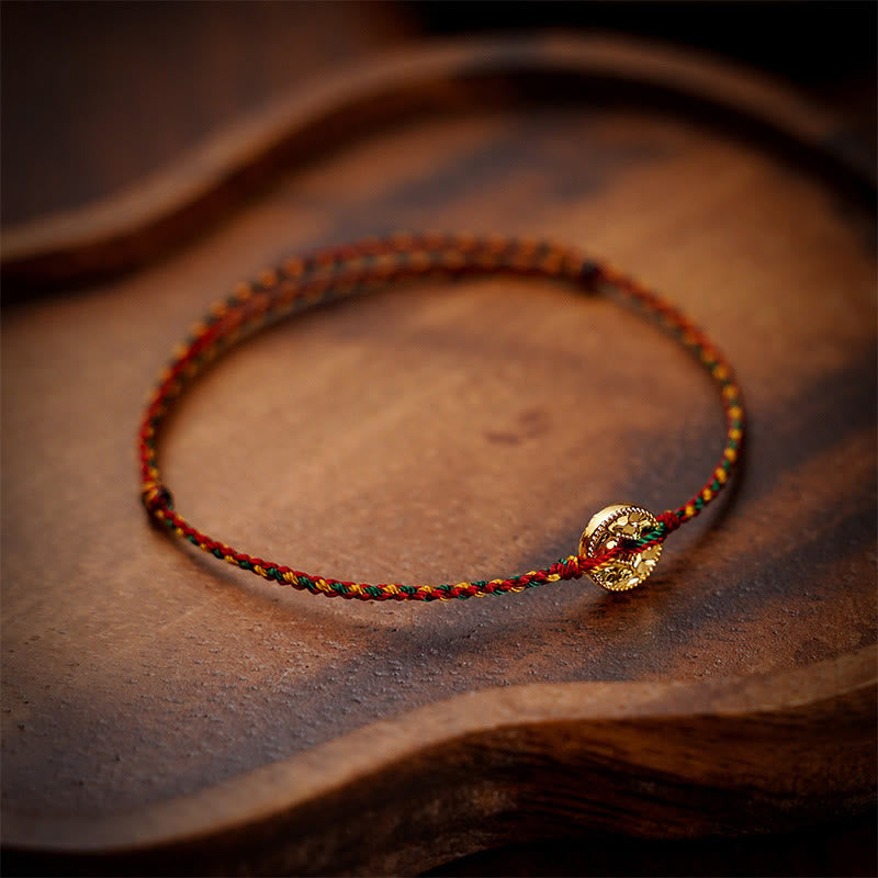 Fortune Jewel Handmade Copper Coins Charm Connection Braided String Adjustable Bracelet Anklet - Fortune Jewel