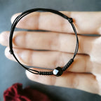 Fortune Jewel Natural Black Obsidian String Braided Strength Bracelet - Fortune Jewel