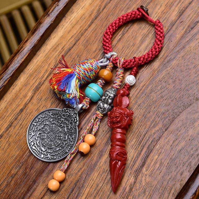 Fortune Jewel Chinese Zodiac Nine Palaces Eight Diagrams Buddha Dzi Bead Serenity Key Chain - Fortune Jewel
