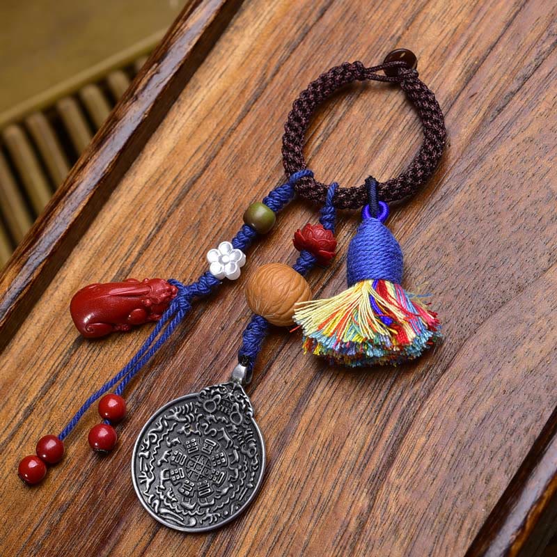 Fortune Jewel Chinese Zodiac Nine Palaces Eight Diagrams Buddha Dzi Bead Serenity Key Chain - Fortune Jewel