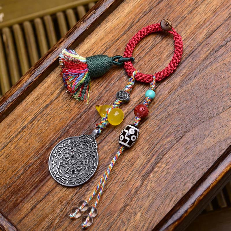 Fortune Jewel Chinese Zodiac Nine Palaces Eight Diagrams Buddha Dzi Bead Serenity Key Chain - Fortune Jewel