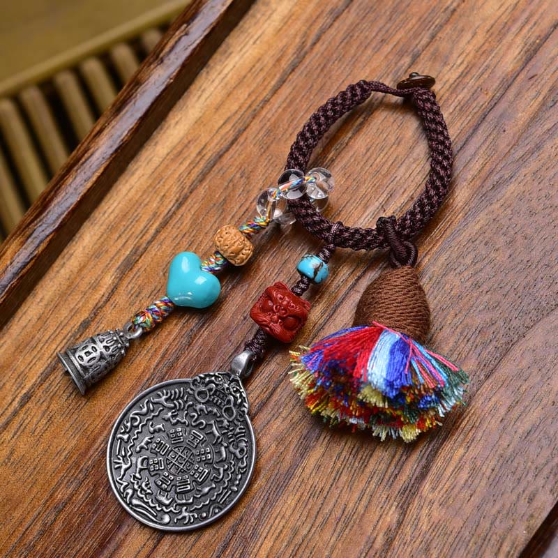 Fortune Jewel Chinese Zodiac Nine Palaces Eight Diagrams Buddha Dzi Bead Serenity Key Chain - Fortune Jewel